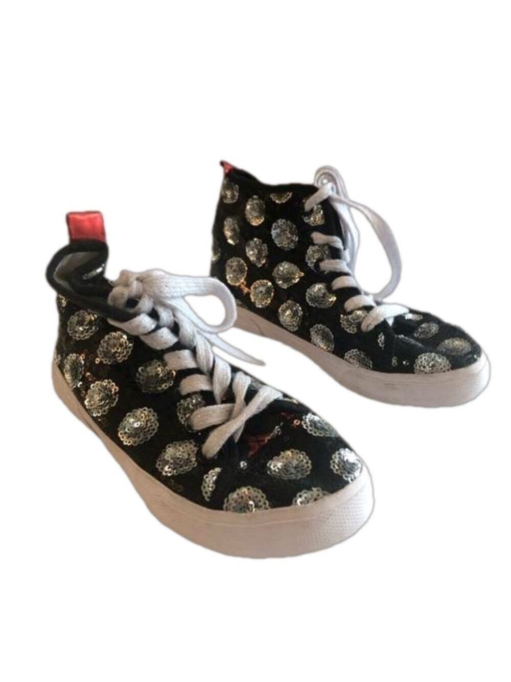 Disney Parks Minnie Mouse Sequin High Top Sneakers Size 3 Girls sparkle bling